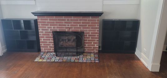 Two black shelves