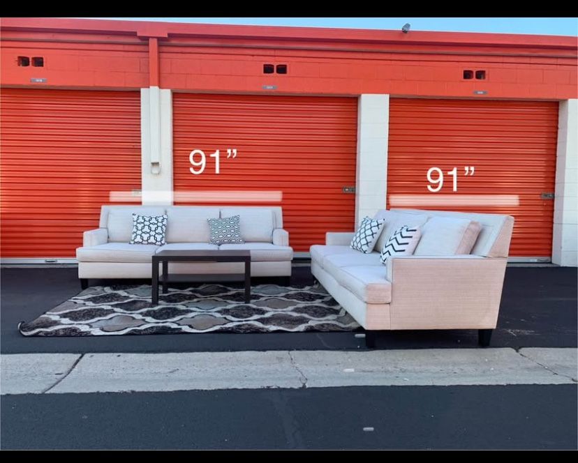 Living Spaces Beige Sofa Set