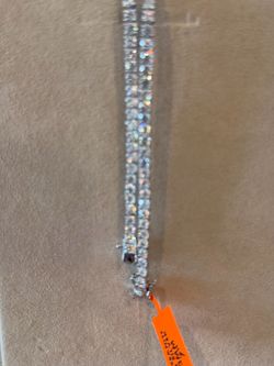 Solid silver tennis bracelet with moosanite