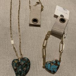 Anthropologie Gold Plated Necklace & Bracelet 