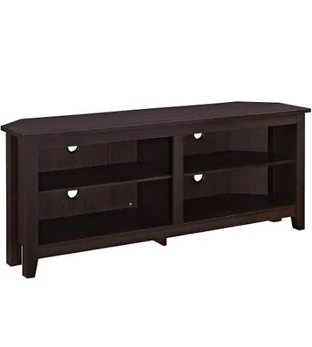 Walker Edison Maxwell Classic 2 Shelf Corner TV Stand for TVs up to 65 Inches, 58 Inch, Espresso