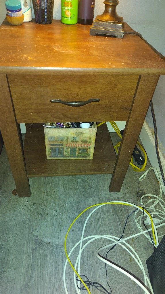 Wood Nightstand With Drawer