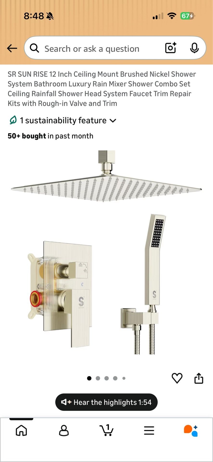Nickel Shower System Bathroom