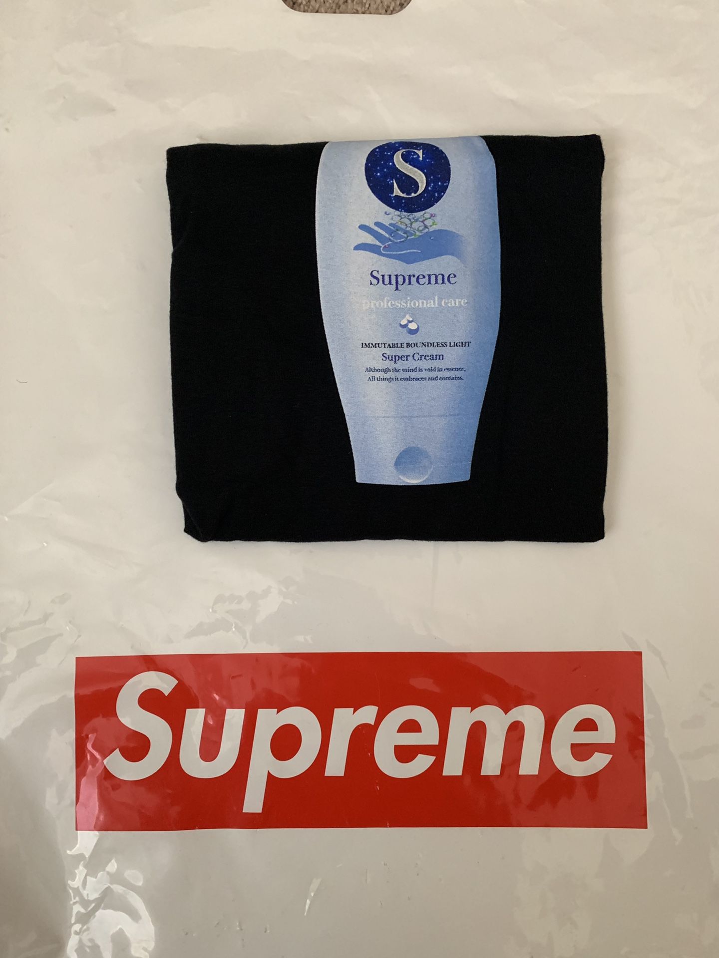 Supreme Super Cream Tee Black Medium IN HAND