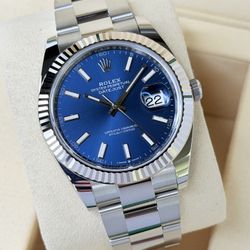 Brand New Rolex Datejust w/ Blue Dial Ref. 126334, Fluted Bezel, Oyster Bracelet 