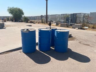 4 Used 55 Gallon Blue Steel Drums / Barrels - Phoenix Pickup