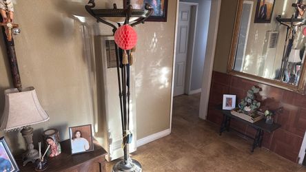 Vintage Floor Lamp with Ornate Metal Base
