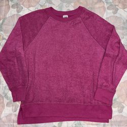 PINK Lightweight Juniors Soft Fleece Sweatshirt Comfy Lounge Crewneck Pink MM