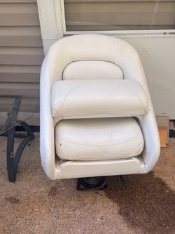 White Vinyl Boat Captain Seats - two originals