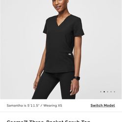 Figs Black Scrub Top