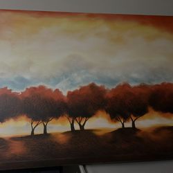 Canvas painting trees in sunset