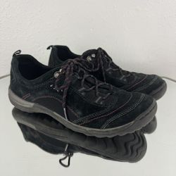 EARTH ORIGINS Black Leather Suede Kamryn Casual Sporty Gorpcore Outdoor Sneakers