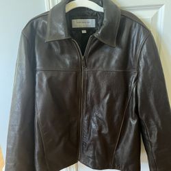 Men’s Leather Jacket - Marc New York Authentic Brown Leather