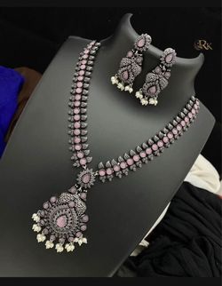 German Sliver Oxidized/black Metal Jewelry Set Comes With Neck Piece And Earrings 