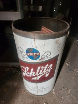 Vintage metal Schlitz Beer Trash Can