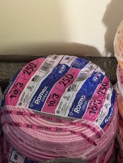 250 ft. 10/3 Solid Romex SIMpull CU NM-B with G Wire Pink Coil