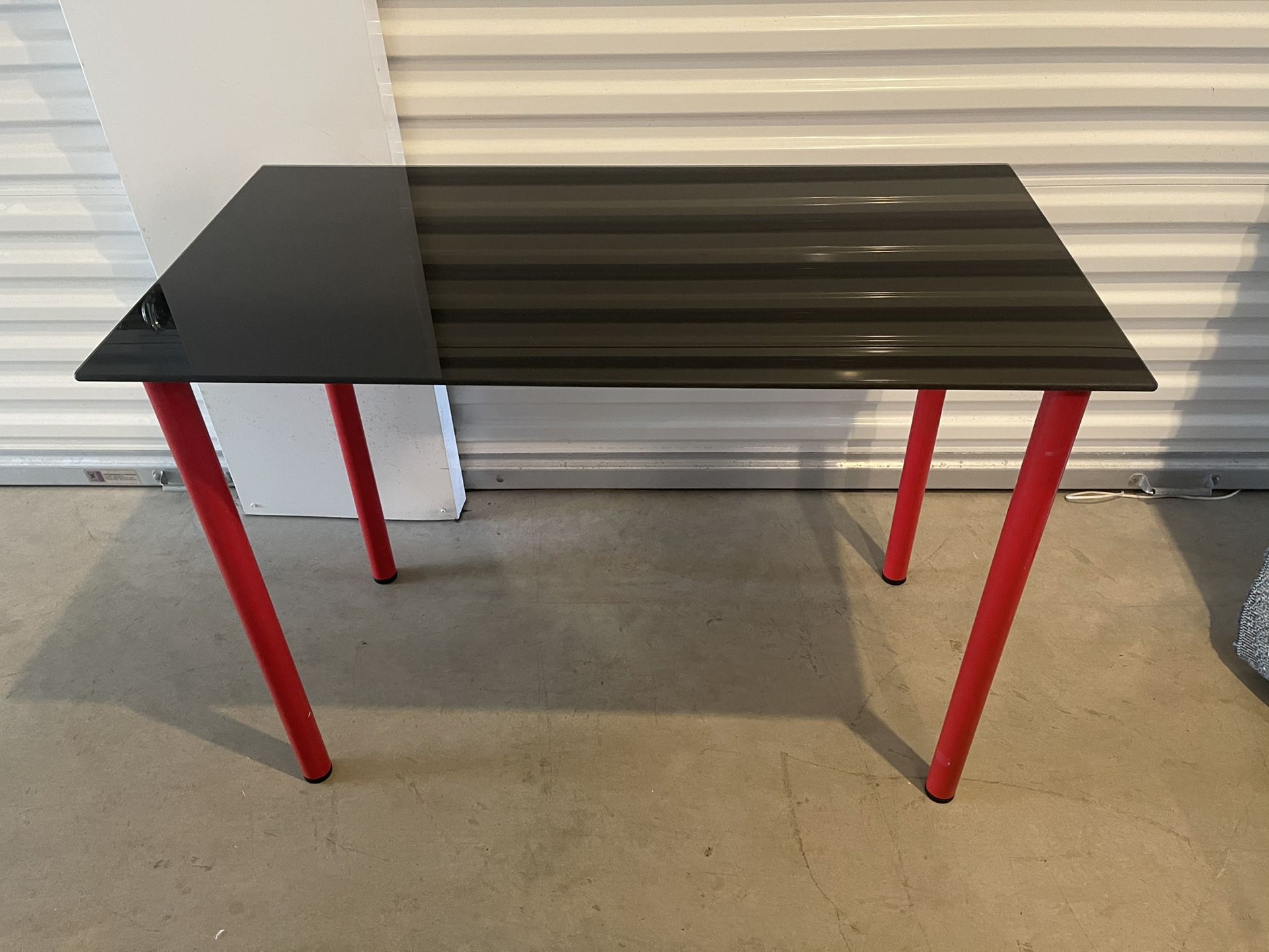 Modern Desk/Table- Black Glass & Red