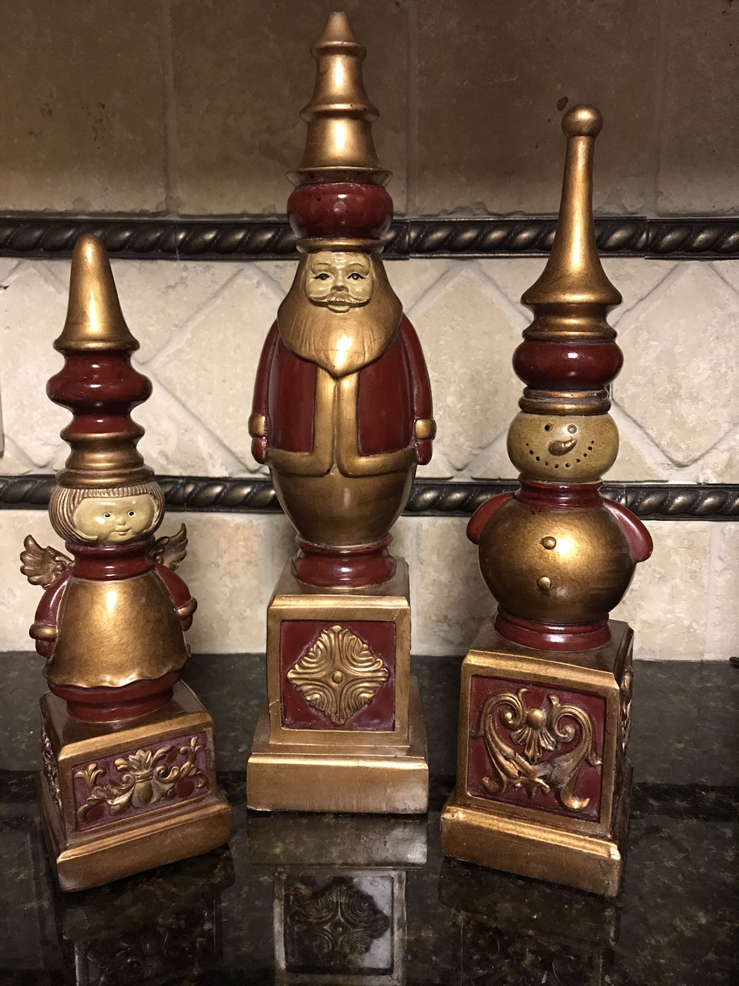 Kirkland’s Set Of Three Wooden Finials With Antique Finish ~ Christmas