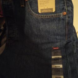 Two Pairs Of Levi's 501 Classic Denim Jeans Tags And Receipt. Size: W32 L30.