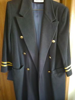 Christian Dior Navy Double-Breasted Wool Coat