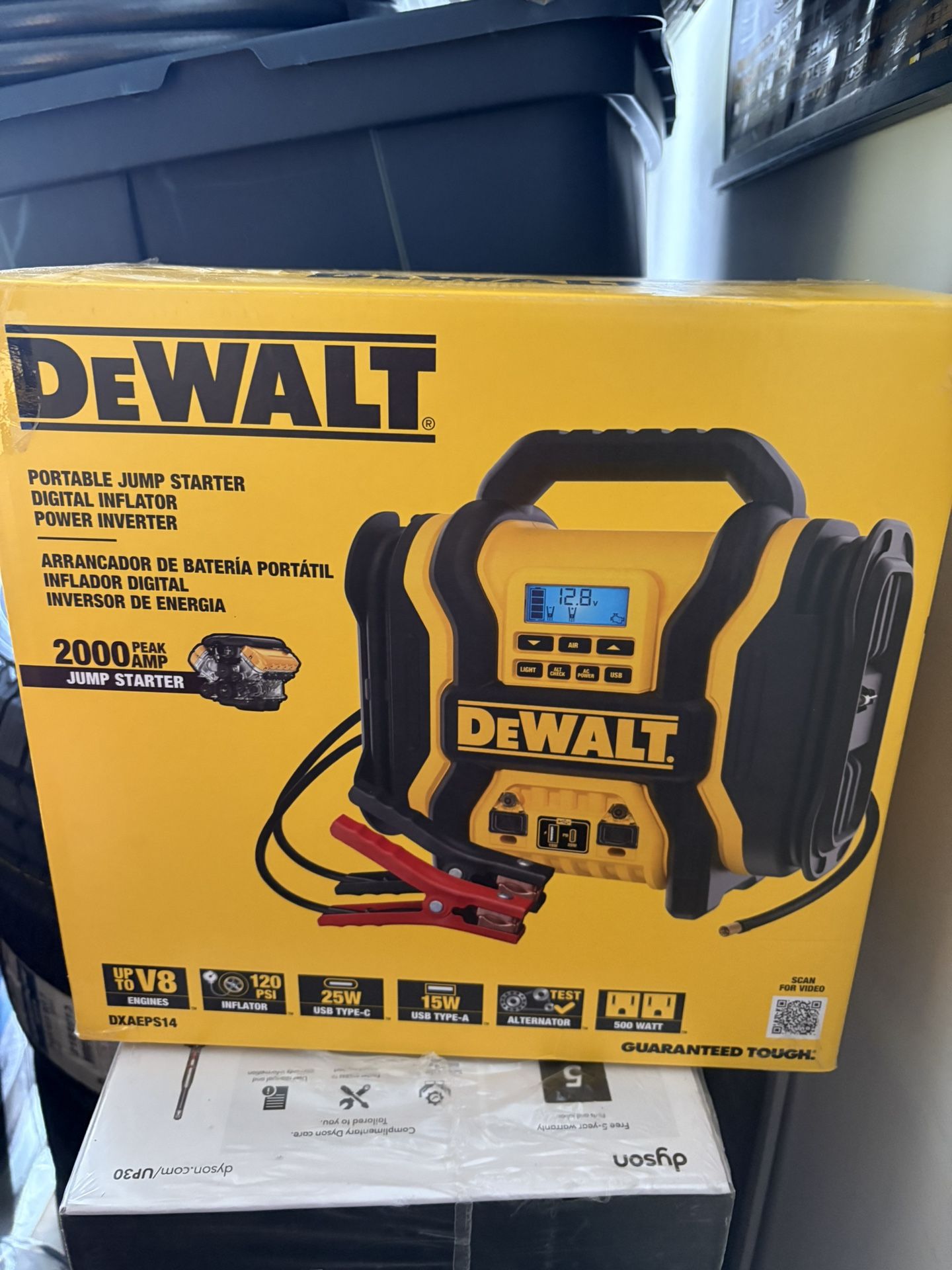 DEWALT jumping cable with air compressor and phone charger and light store price is $200