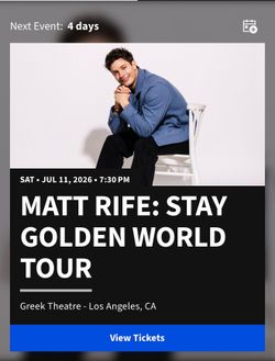 Two Matt Rife Tickets- This Saturday!!!! Amazing View!!!