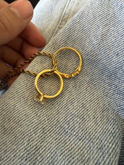 Gold-Tone Rings and Rope Chain Set