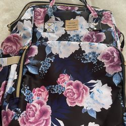 Floral, laptop, backpack, case with charger