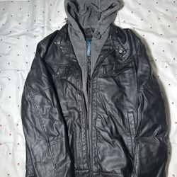 Men's Perry Ellis Faux Leather Size Medium M Full Zip Jacket RN 37763