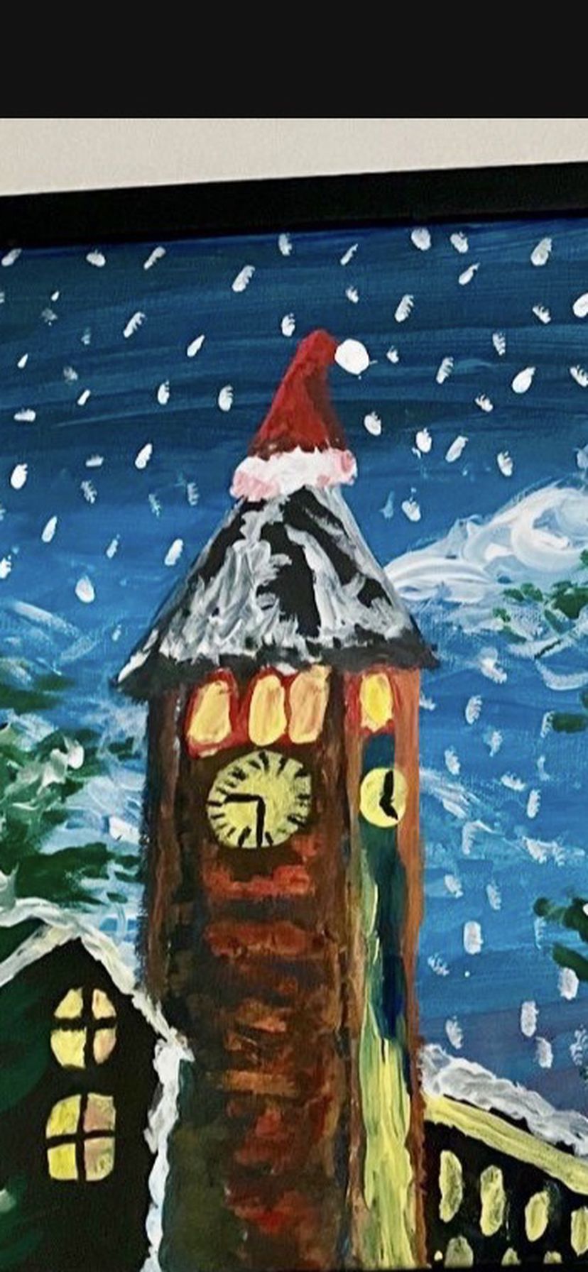 Cornell Clock Tower Winter Scene - Original Artwork