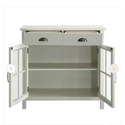 Gracie Easy White Storage Cabinet with 2-Drawers and 2-Glass Doors