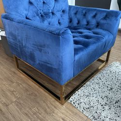 Tufted Blue Accent Chair