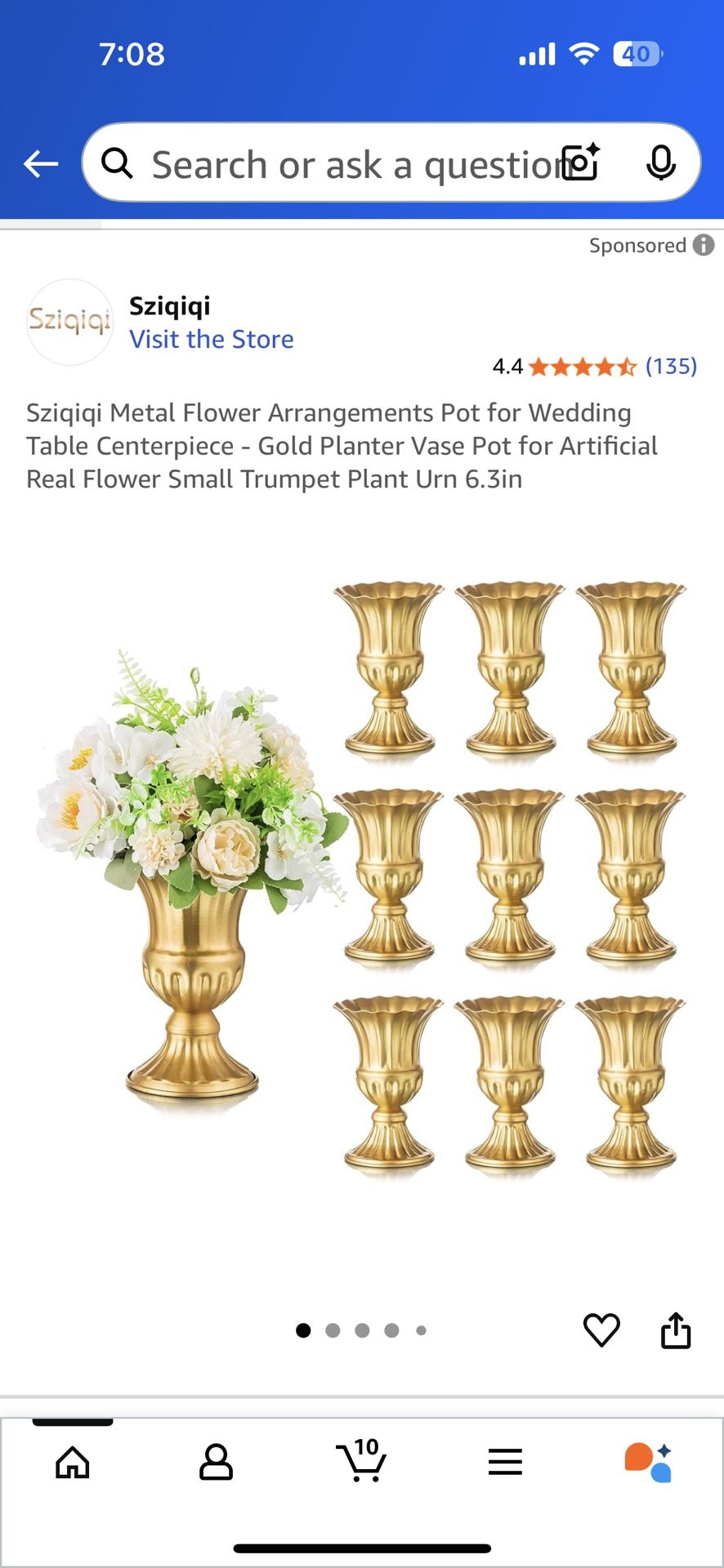 Sziqiqi Metal Flower Arrangements Pot for Wedding