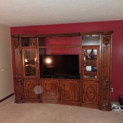 Entertainment  center 5 pieces natural wood solid