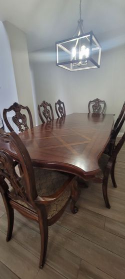 🏡 Solid Wood Dining Table Set for 8 / Juego de Comedor de Madera Maciza para 8 Personas