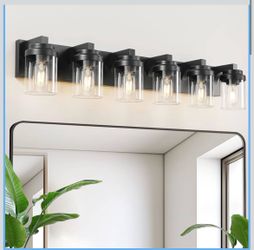 6 Light Bathroom Vanity Light,Bathroom Light Fixtures Over Mirror,Modern Vanity Lights with Clear Glass Shade,Wall Sconce Lamps for Bedroom, Hallway @