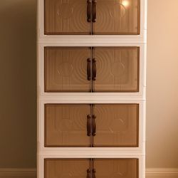 5 Tier Stackable Plastic Storage Bins with Lids 48QT, Collapsible Closet Organizers