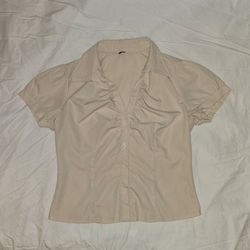 Beige Collared Button Up Shirt