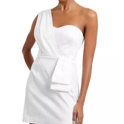 One Shoulder White Mini Dress 