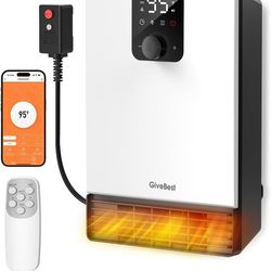 GiveBest Smart Wall Heater, 1500W Fast Heating Electric Space Heater for Indoor Use, 3 Heating Modes, Adjustable Thermostat, 24H Timer, Easy Mounted f