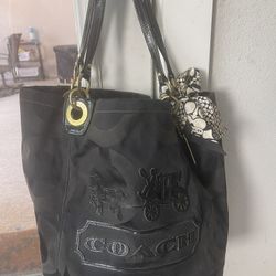 Coach Madison Rare Vintage #13001 Black Large Signature Op Art Tote Satchel Bag