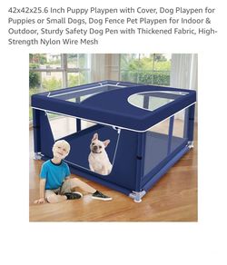 Playpen for puppy dog size 42 x 42 x 25.6” with top cover