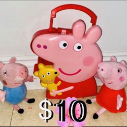$10 Peppa Pig 🐷Bundle of 2 Characters & a case in great condition