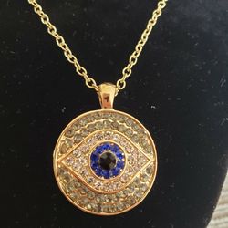 Gold Filled Evil Eye Pendant Necklace...21 Inches Long 