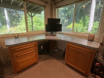 Large Corner Desk with Storage Cabinets