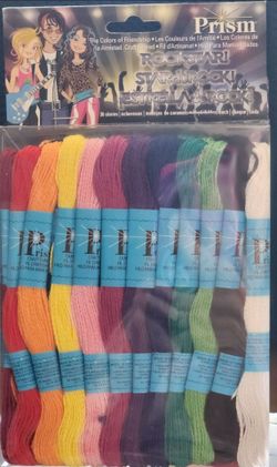 DMC-Prism Six Strand Floss Pack. Create beautiful bracelets, embroidery and more! This package contains 9 skeins 8.7yds each, three matalic and six co
