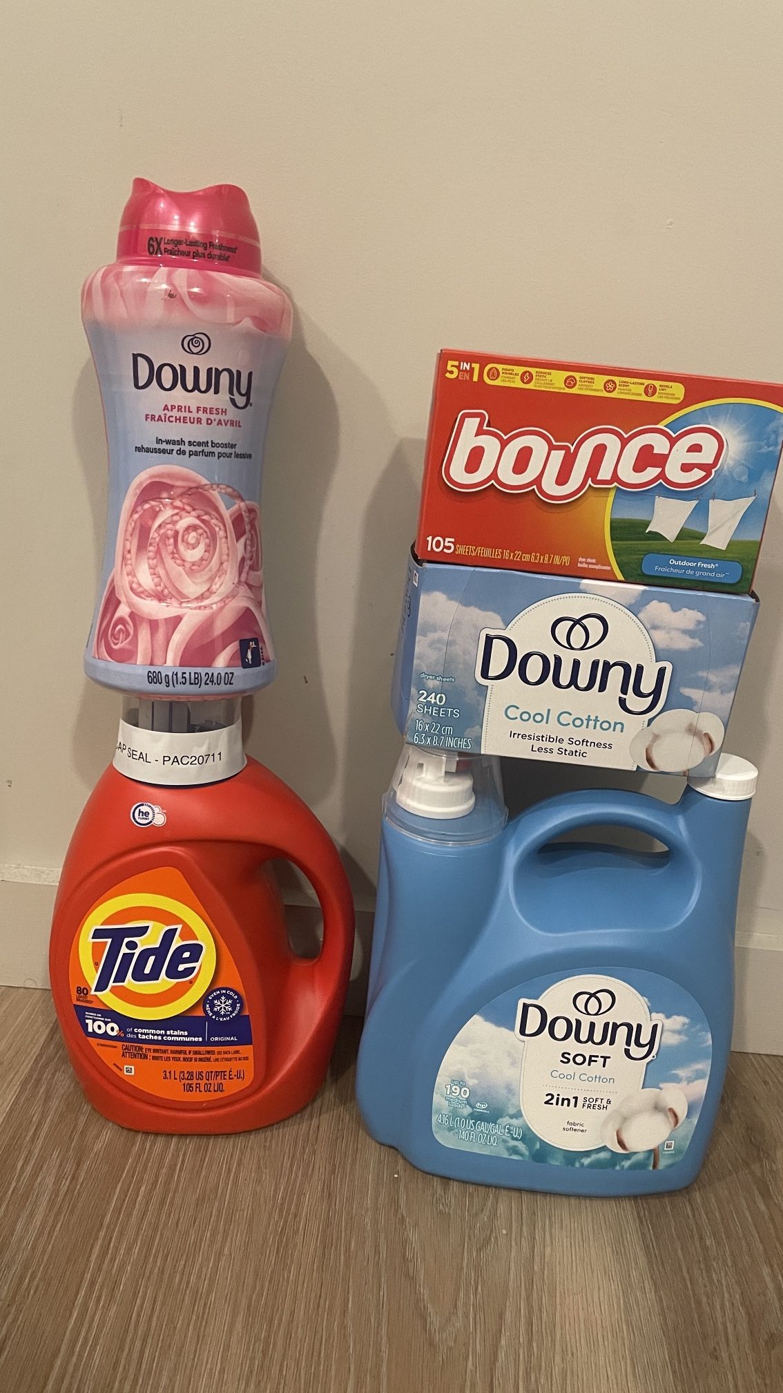 Tude 105oz downy 140oz laundry detergent bundle $$50