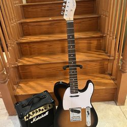Squier Telecaster (Mint) w/ Marshall Amp