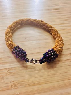 Handmade beaded leather bracelet