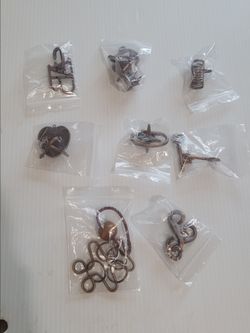 Metal Puzzle Set Lock IQ Test Mind Game Toys Brain Teaser Lot of 9
